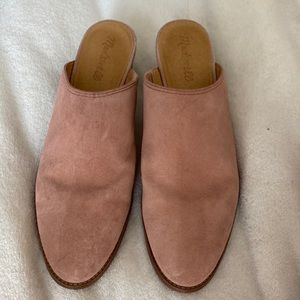 Madewell pink suede block heel mule